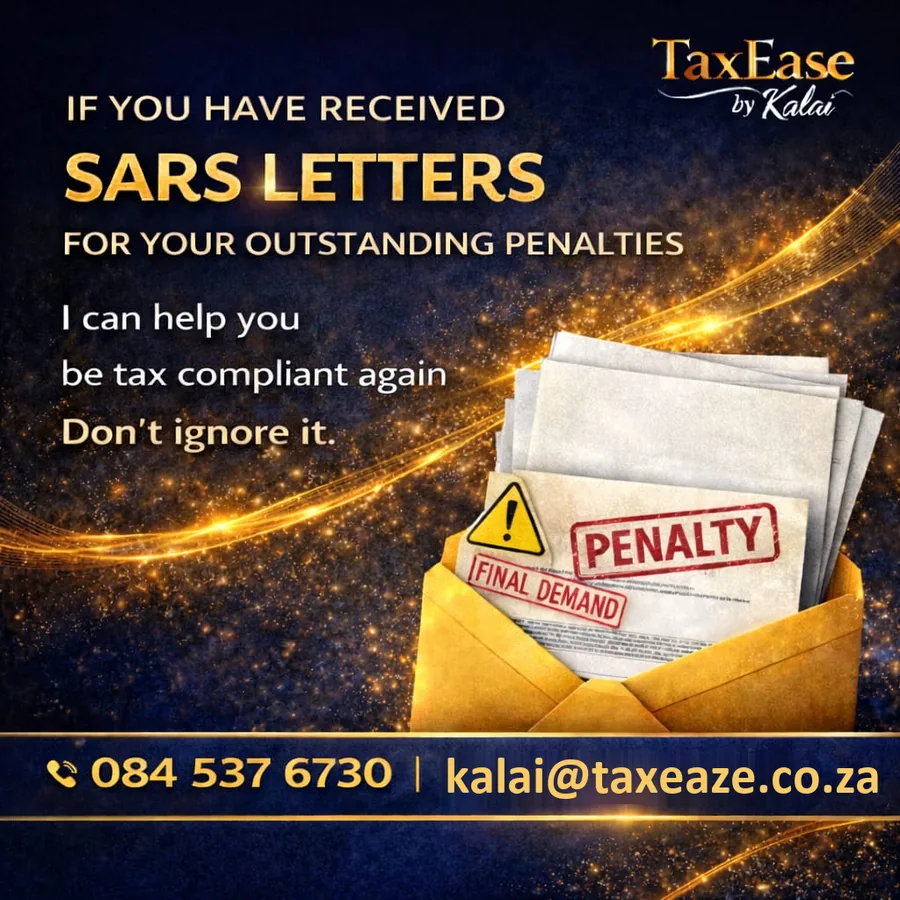 If you have received SARS letters for your outstanding penalties, I can help you be tax compliant again.